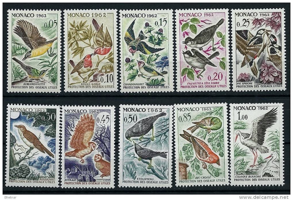 Monaco YT 581 à 590 " Protection Des Oiseaux Utiles " 1962 Neuf** - Nuevos