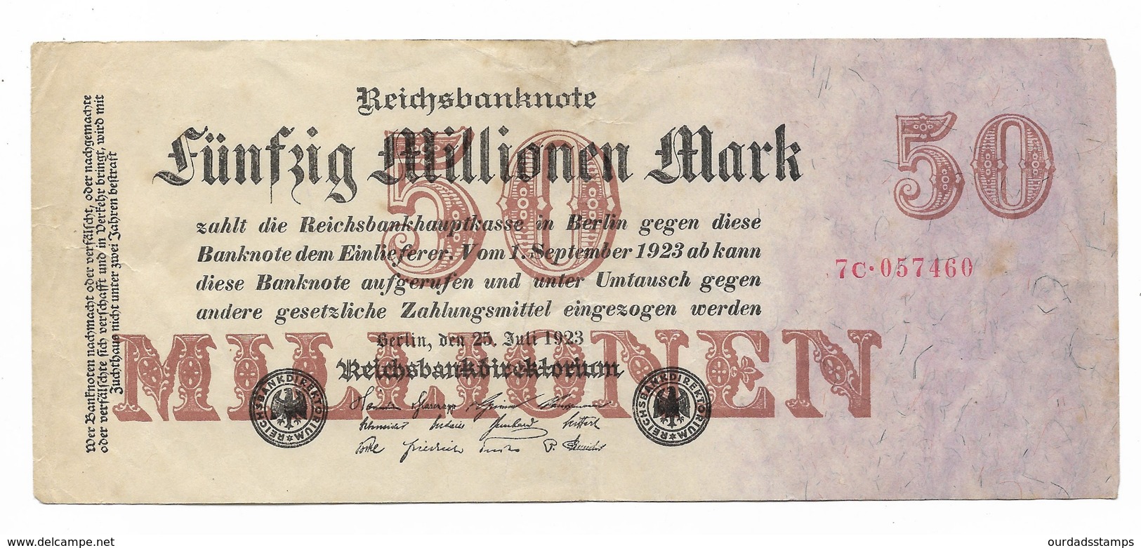 Germany, Reichsbanknote, 50 Million Marks From 1923 - 50 Millionen Mark