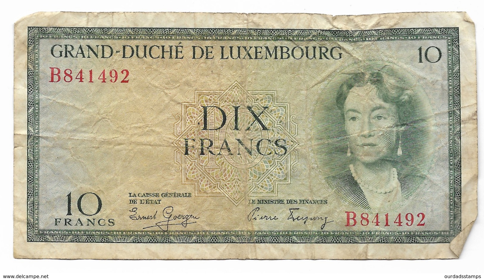 Luxembourg, 10 Franc Banknote, Creased - Luxembourg