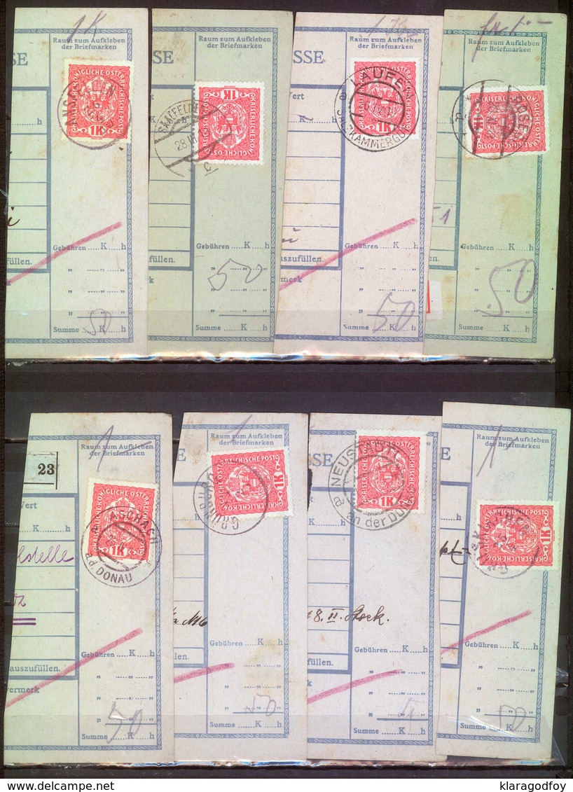 Austria Empire Parcel Cards Cutouts - Postmark Collection B180830 - Briefe U. Dokumente