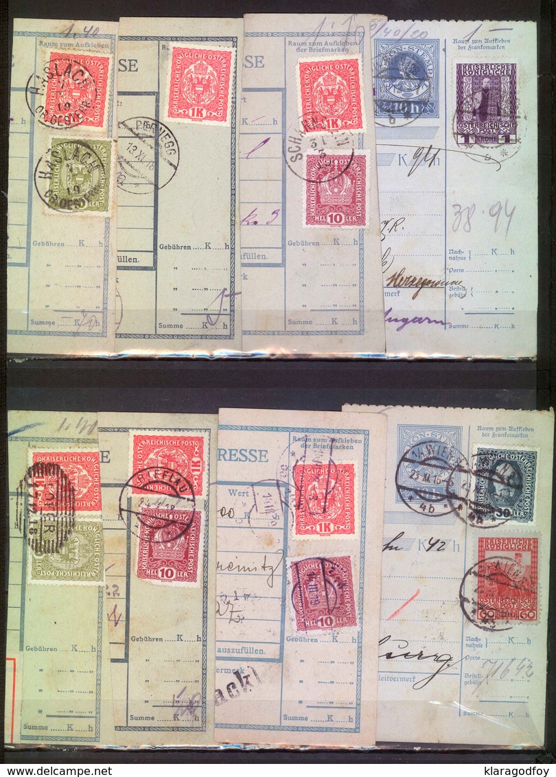Austria Empire parcel cards cutouts - postmark collection b180830