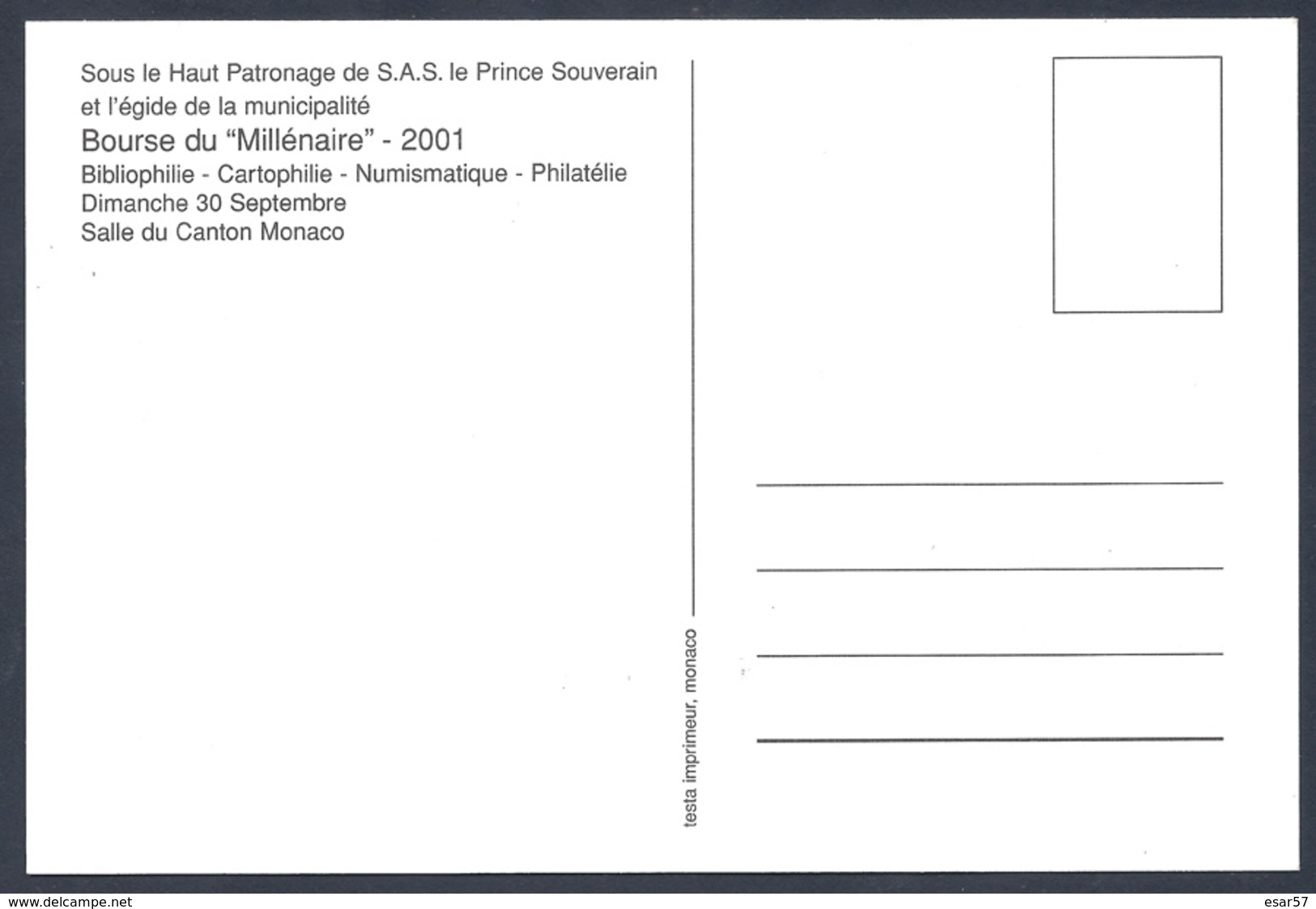 MONACO CPM BOURSE DU MILLENAIRE 2001 - Coins (pictures)