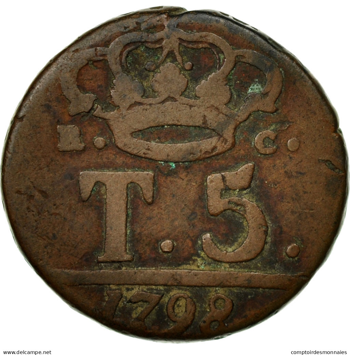 Monnaie, États Italiens, NAPLES, Ferdinando IV, 5 Tornesi, 1798, TB+, Cuivre - Naples & Sicile