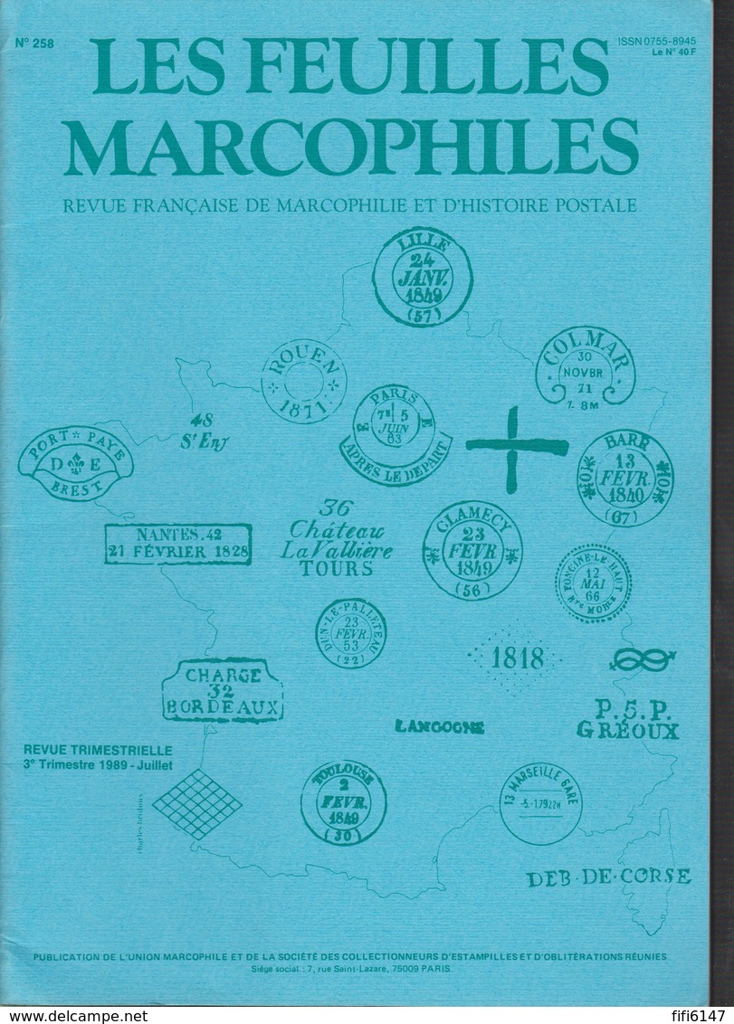 FRANCE-- "LES FEUILLES MARCOPHILES"  N°258--3° TRIMESTRE1989-- - Français (àpd. 1941)