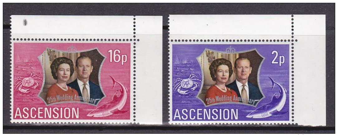 1972-(MNH=**) Ascension S.2v.""25°anniversario Nozze D'argento Elisabetta II"" - Ascensione