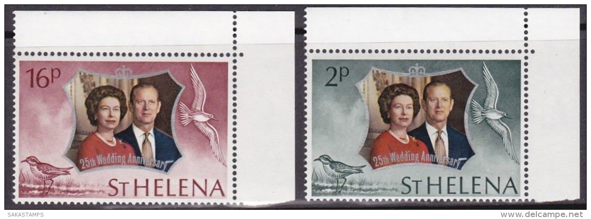 1972-(MNH=**) St.Helena S.2v.""25°anniversario Nozze D'argento Elisabetta II"" - Isola Di Sant'Elena