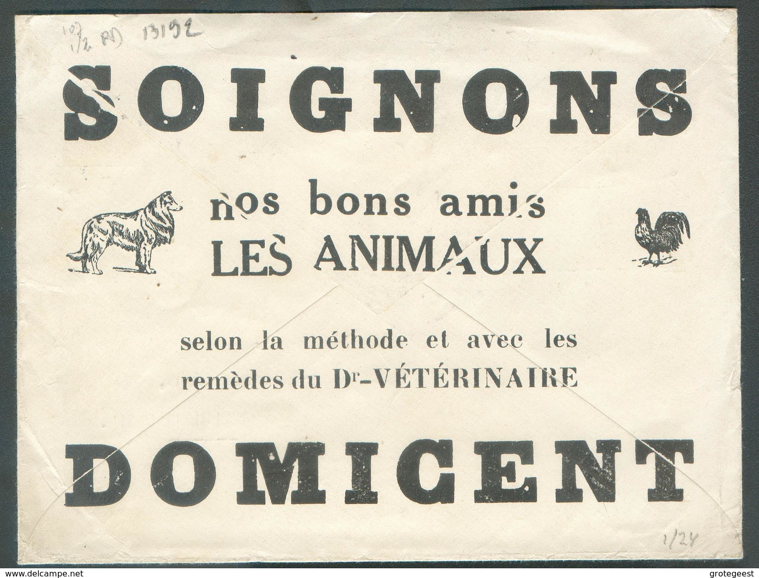 BELGIUM 1Superb Cover Ill. Laboratoires Des Remèdes Du Dr. Vétérinaire DOMICENT (vache Coq Pigeon Chien Cheval - Cow Hor - Columbiformes