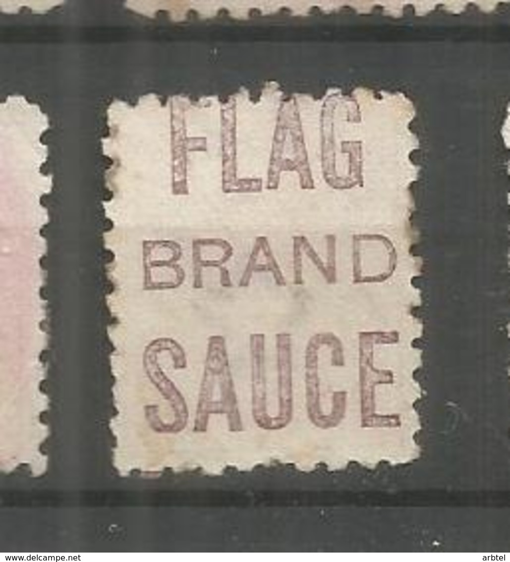 NUEVA ZELANDA SELLO CIRCA 1885 CON PUBLICIDAD AL DORSO SAUCE FLAG BRAND - Alimentación