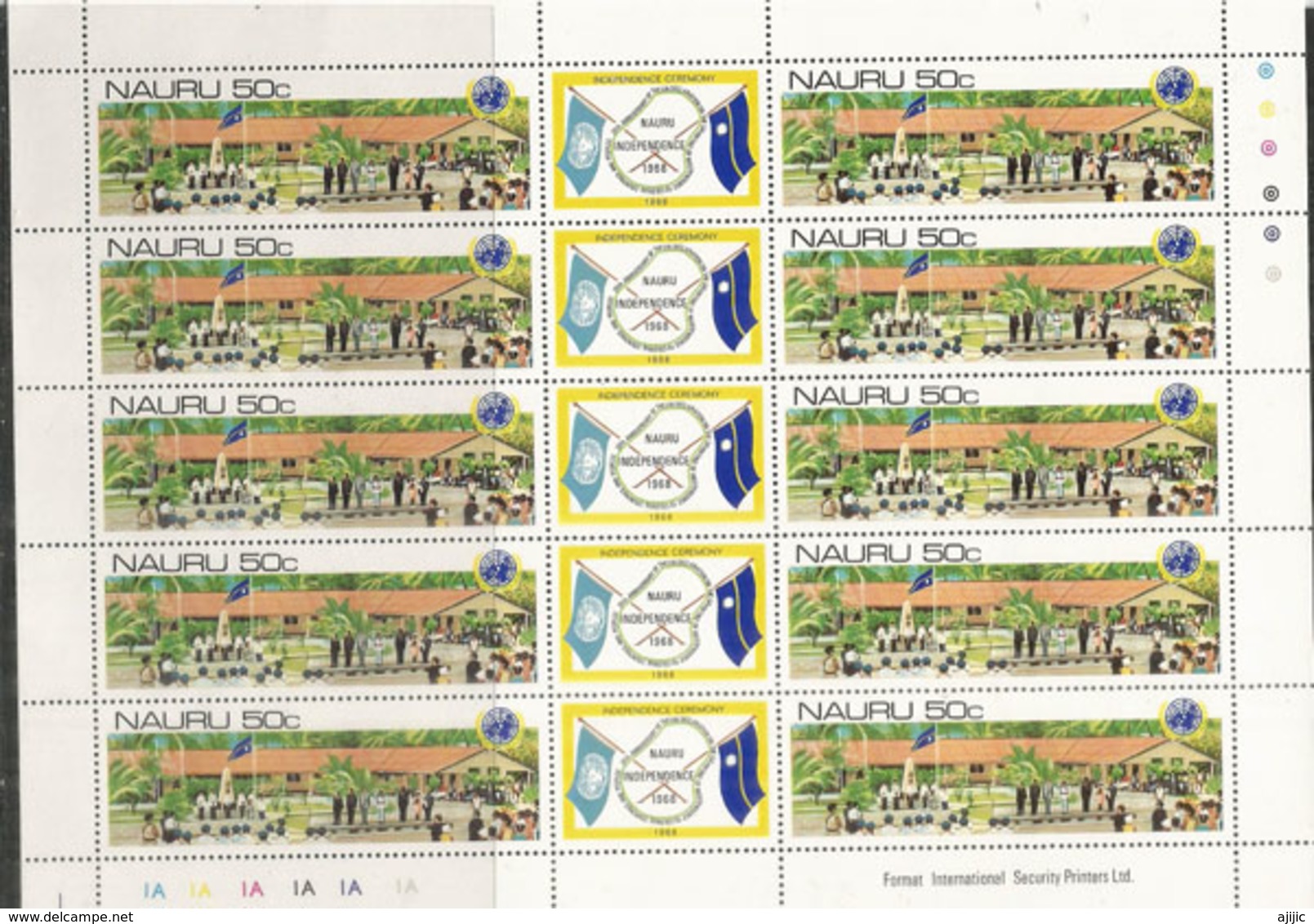 Nauru Independence 1968.  Feuillet Neuf ** Entier Avec Vignettes Centrales, Côte 10,00 Euro - Autres - Océanie