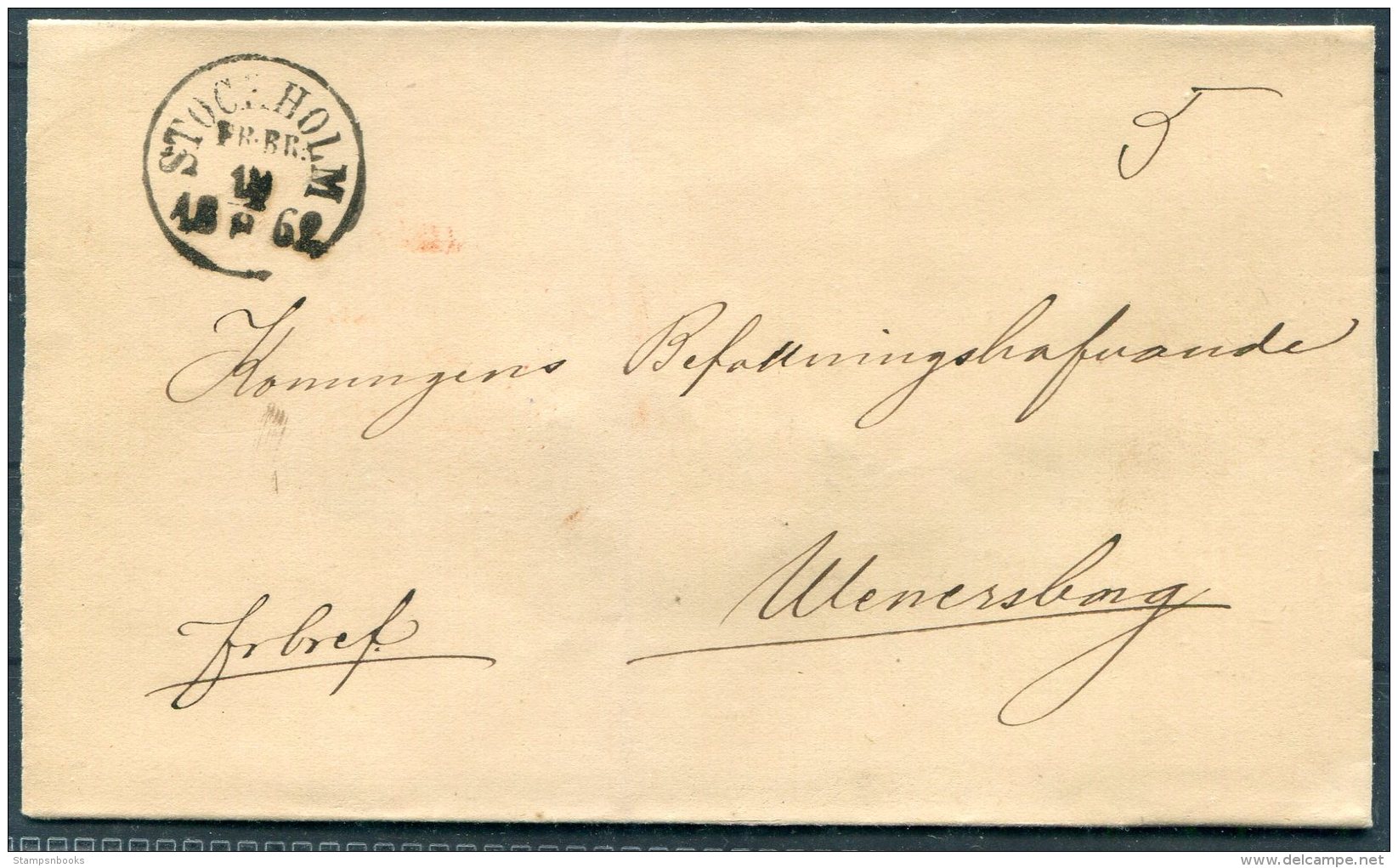 1862 Sweden Stockholm FRBR Wrapper - ... - 1855 Préphilatélie