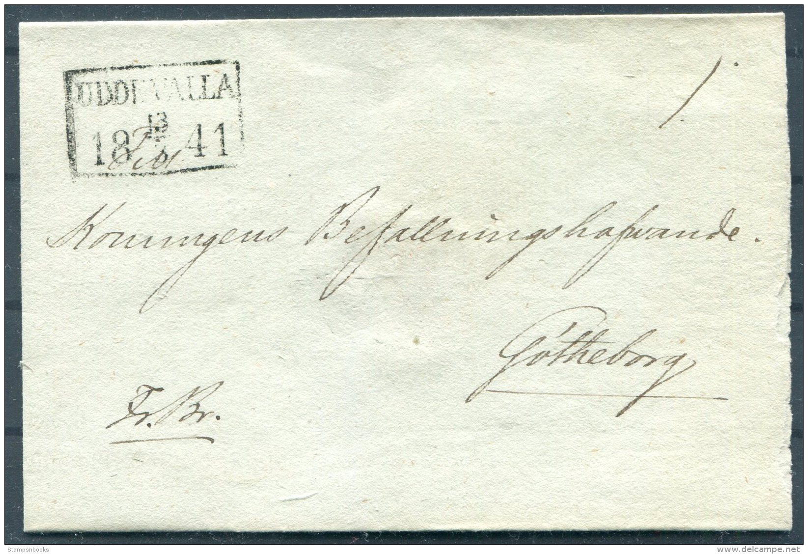 1841 Sweden Uddevalla Wrapper - Goteborg - ... - 1855 Prefilatelia