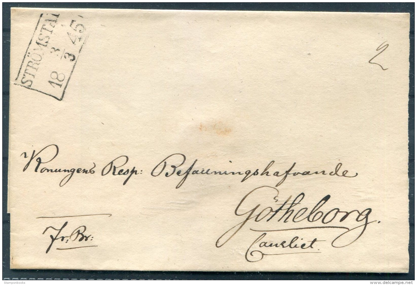 1845 Sweden Stromstad Wrapper - Goteborg - ... - 1855 Prephilately