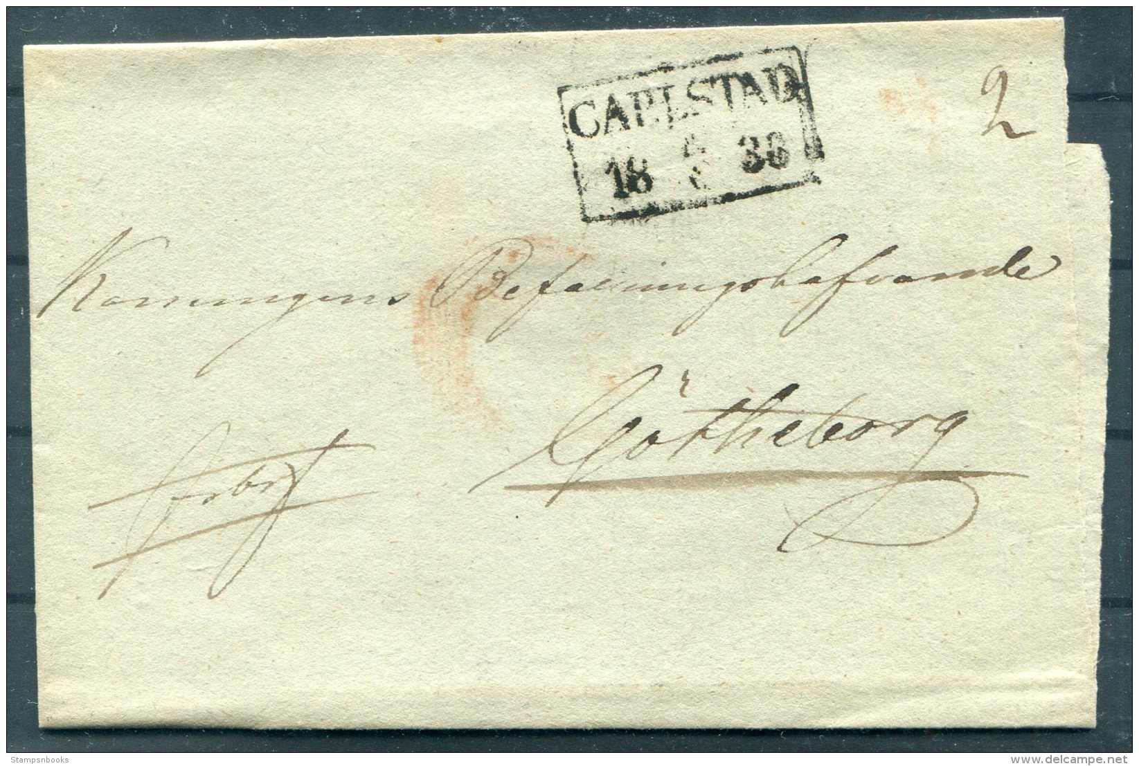 1838 Sweden Carlstad Wrapper - Goteborg - Prefilatelia