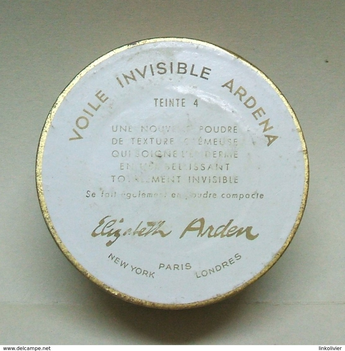 Ancien POUDRIER Vide En Carton ELIZABETH ARDEN Voile Invisible Ardéna - '60 - Accessories