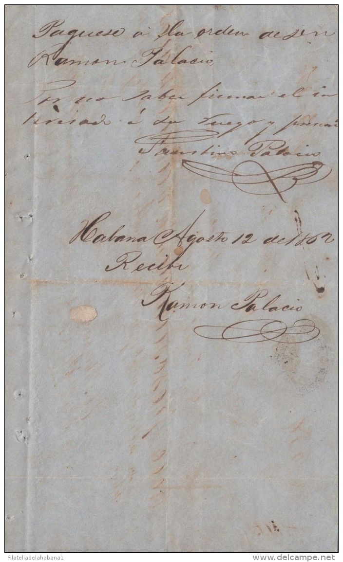 E6174 CUBA SPAIN ESPAÑA. 1862. SUGAR MILLS RAMONA. INGENIO RAMONA. - Documentos Históricos