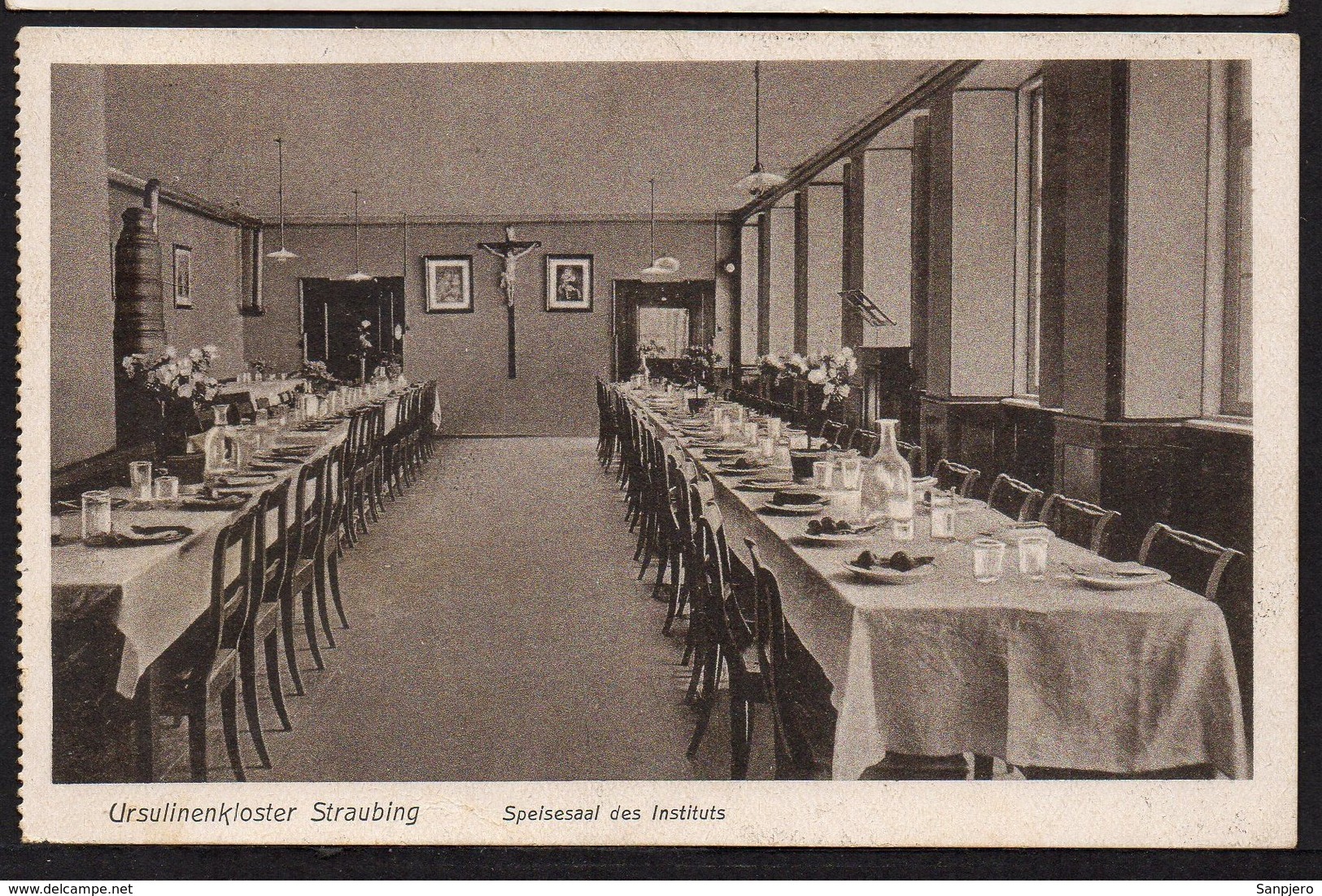 DEUTSCHES REICH TRAVELED POSTCARD ANSICHTSKARTE, 1930. URSULINENKLOSTER STRAUBING SPEISESAAL DES INSTITUTS - Altri & Non Classificati