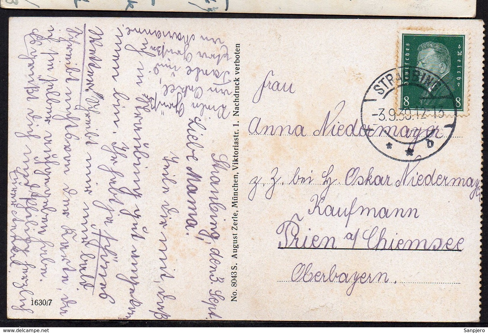 DEUTSCHES REICH TRAVELED POSTCARD ANSICHTSKARTE, 1930. URSULINENKLOSTER STRAUBING SPEISESAAL DES INSTITUTS - Altri & Non Classificati