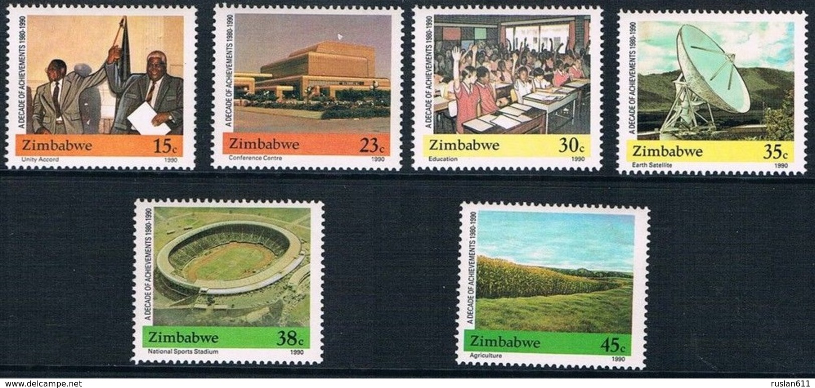 Soccer Football Zimbabwe #436/41 1990 MNH ** Stadium - Unused Stamps