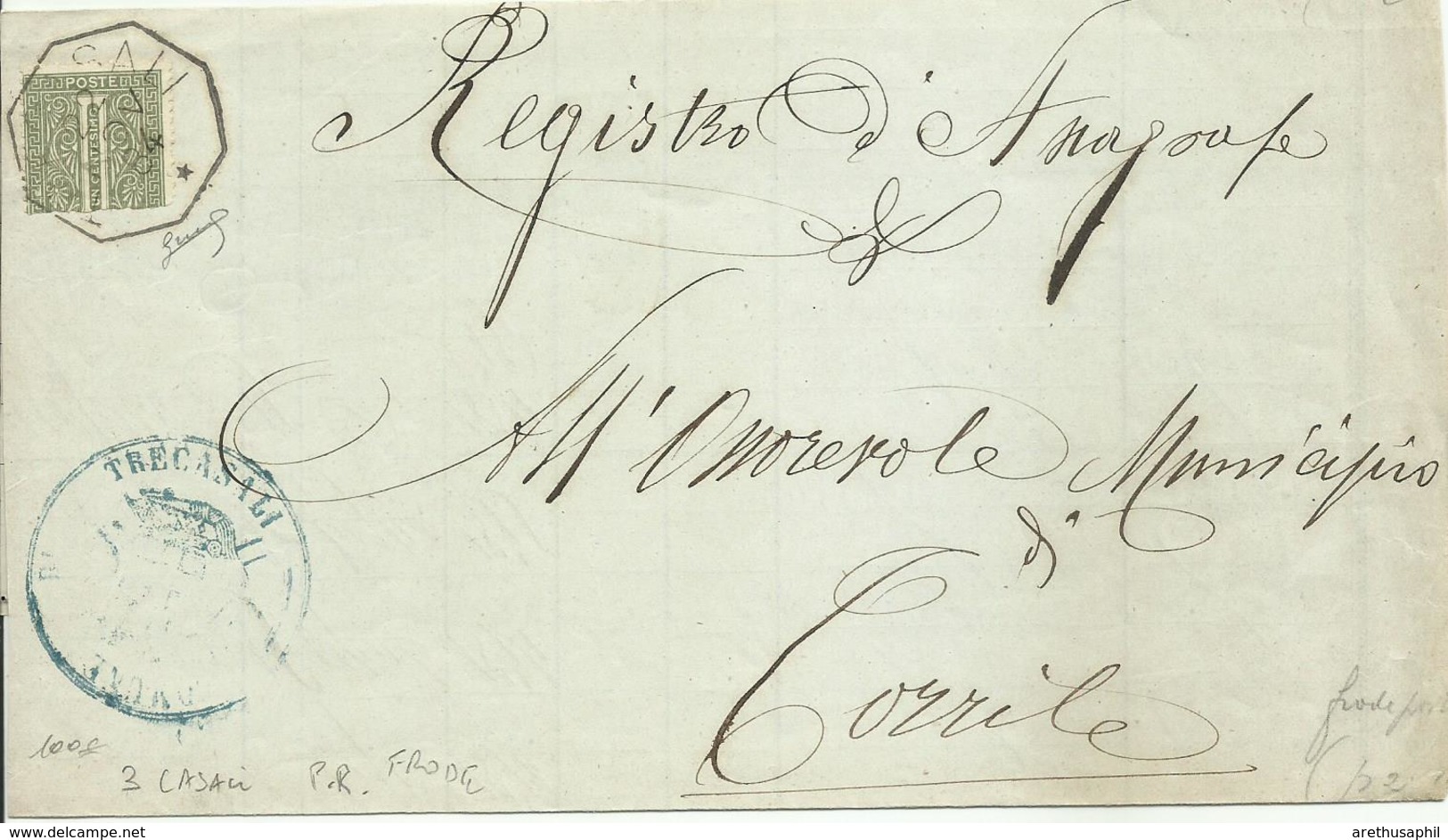 VE2080 - Frode Postale - Modulo Tra Comuni Con 1 Cent. Cifra Con Parte Bassa Asportata 22.11.1884 - Firma Biondi - Marcophilie