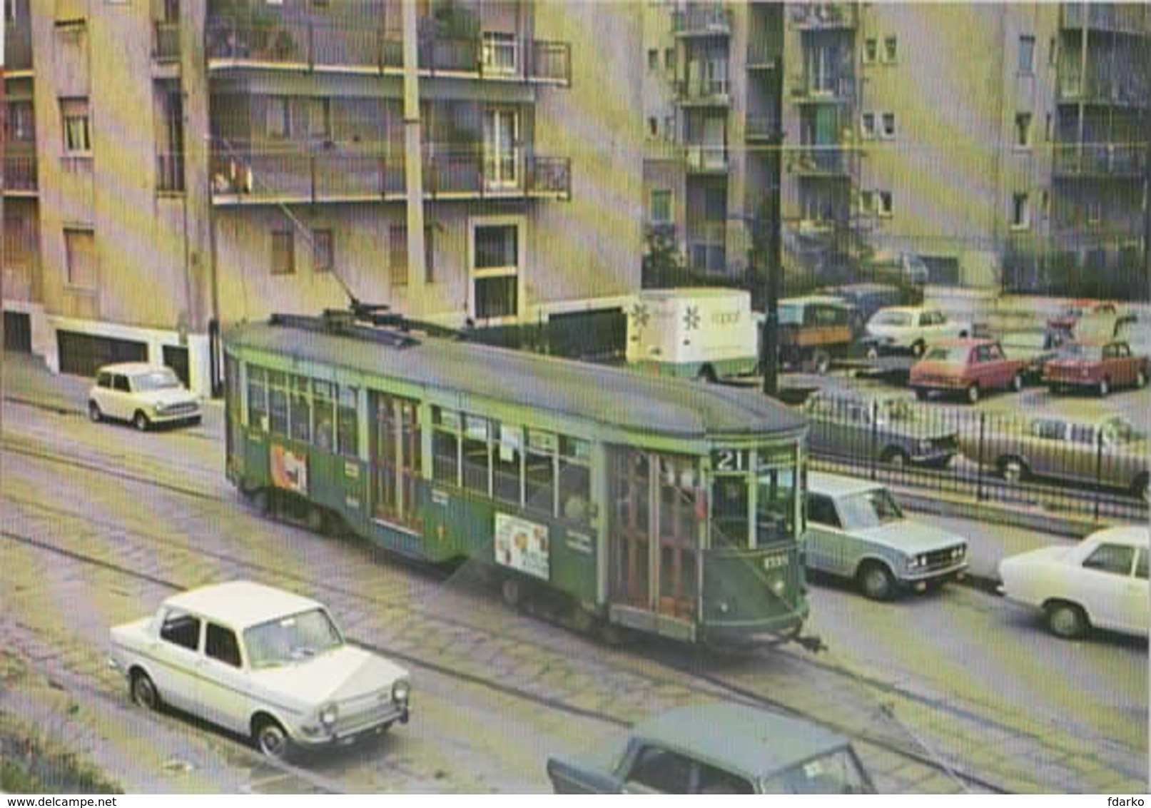 Tram ATM Carrelli 1928 1538 Linea 21 Al Capolinea Ortica Marzo 1974 Simca Mini Minor - Tram