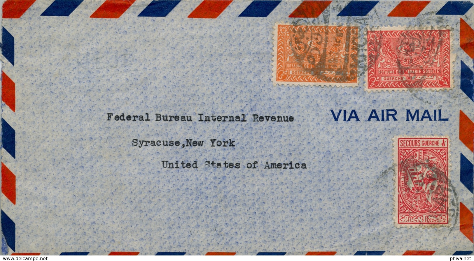 1947 - 1948  ARABIA SAUDITA , SOBRE CIRCULADO ENTRE KHOBAR Y NUEVA YORK - Arabia Saudita