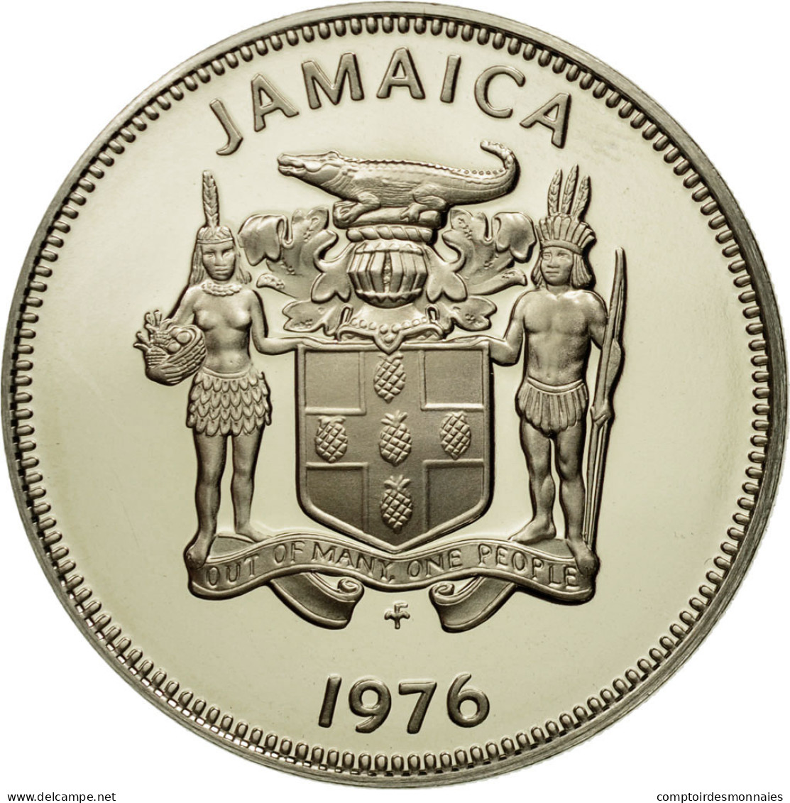 Monnaie, Jamaica, Elizabeth II, 20 Cents, 1976, Franklin Mint, USA, FDC - Jamaique