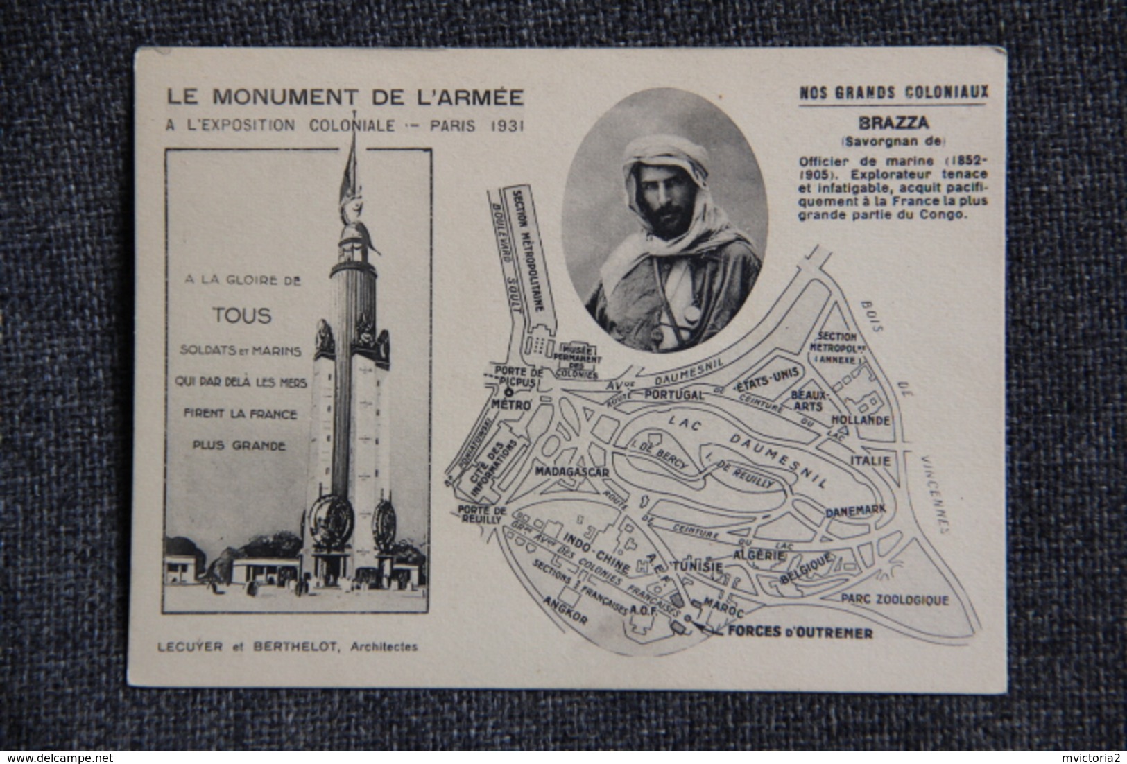 PARIS - Le Monument De L'Armée à L'Exposition Coloniale De 1931 :Nos Grands Coloniaux , Savorgnan De BRAZZA - Expositions