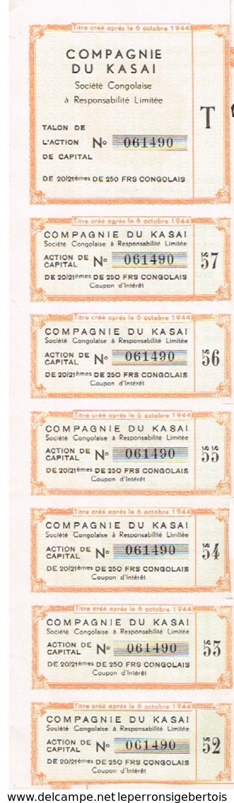 Ancienne Action Congolaise - Compagnie Du Kasaï - Agridus - N° 061490 - Agriculture