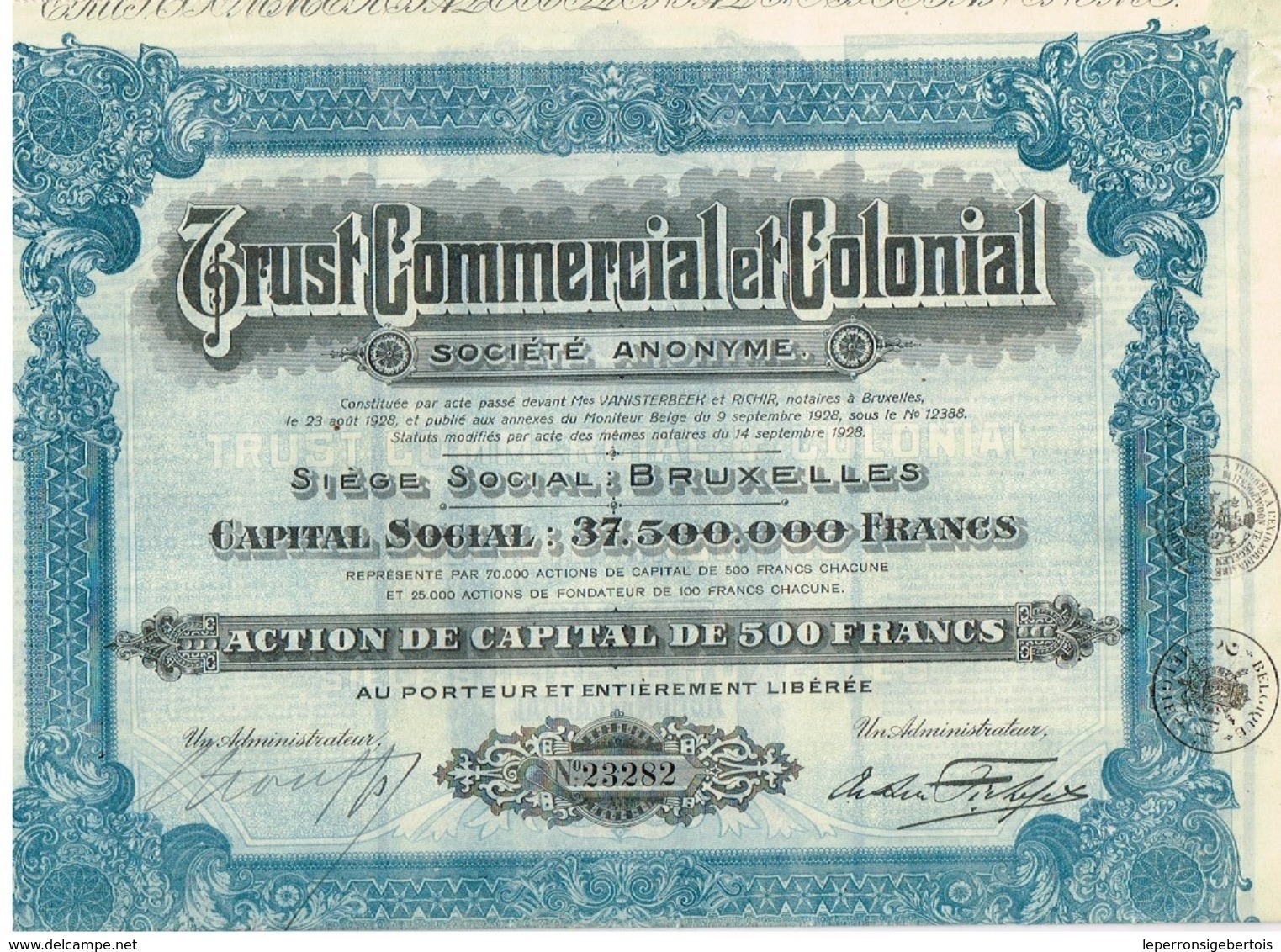 Ancienne Action - Trust Commercial Et Colonial - Titre De 1928 - Agriculture