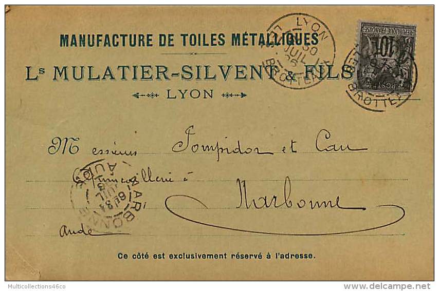310818 - 69 LYON Manufacture Toiles Métalliques Ls MULATIER SILVENT &amp; FILS  1896 - Les Brotteaux Pub Usine - Lyon 6
