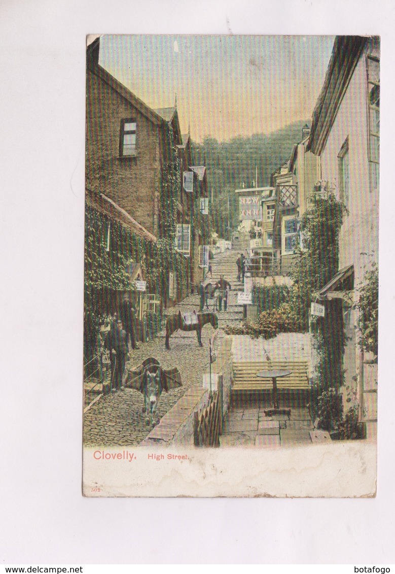 CPA CLOVELLY, HIGH STREET En 1910! (voir Timbre) - Clovelly