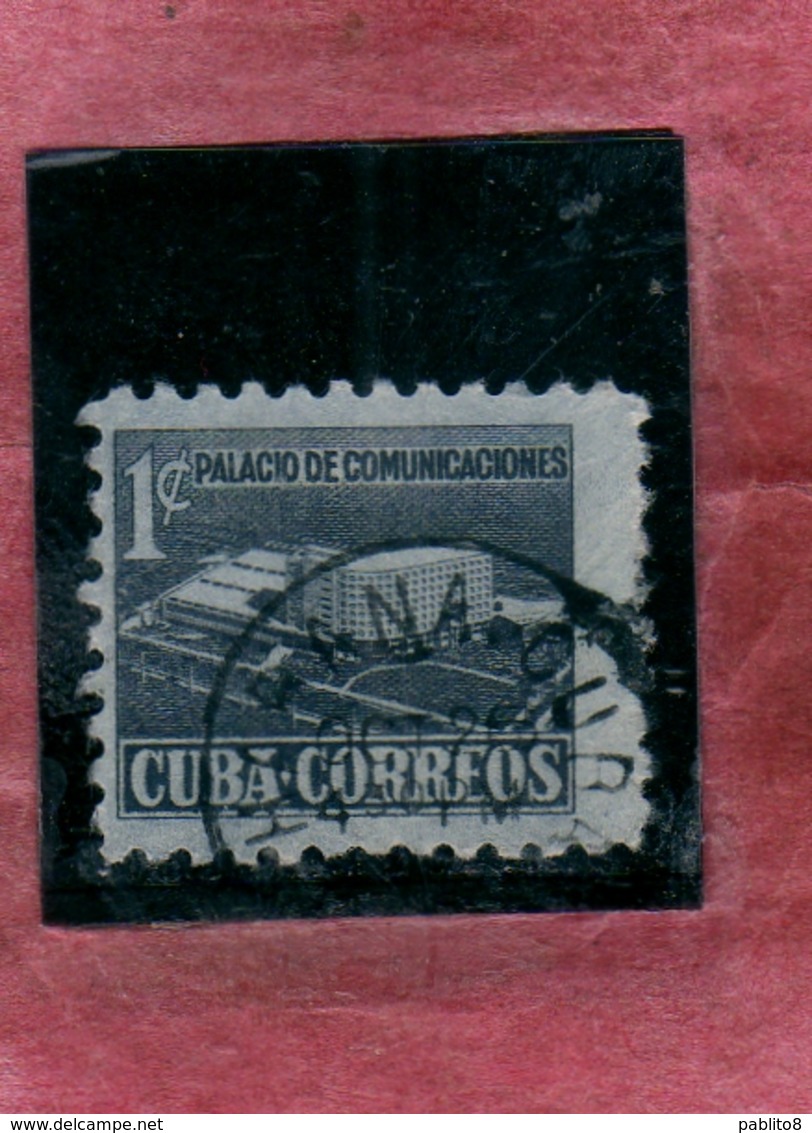 CUBA 1957 POSTAL TAX STAMPS TASSE TAXE COMMUNICATIONS BUILDING PALACIO DE COMUNICACIONES CENT. 1c USATO USED OBLITERE' - Portomarken