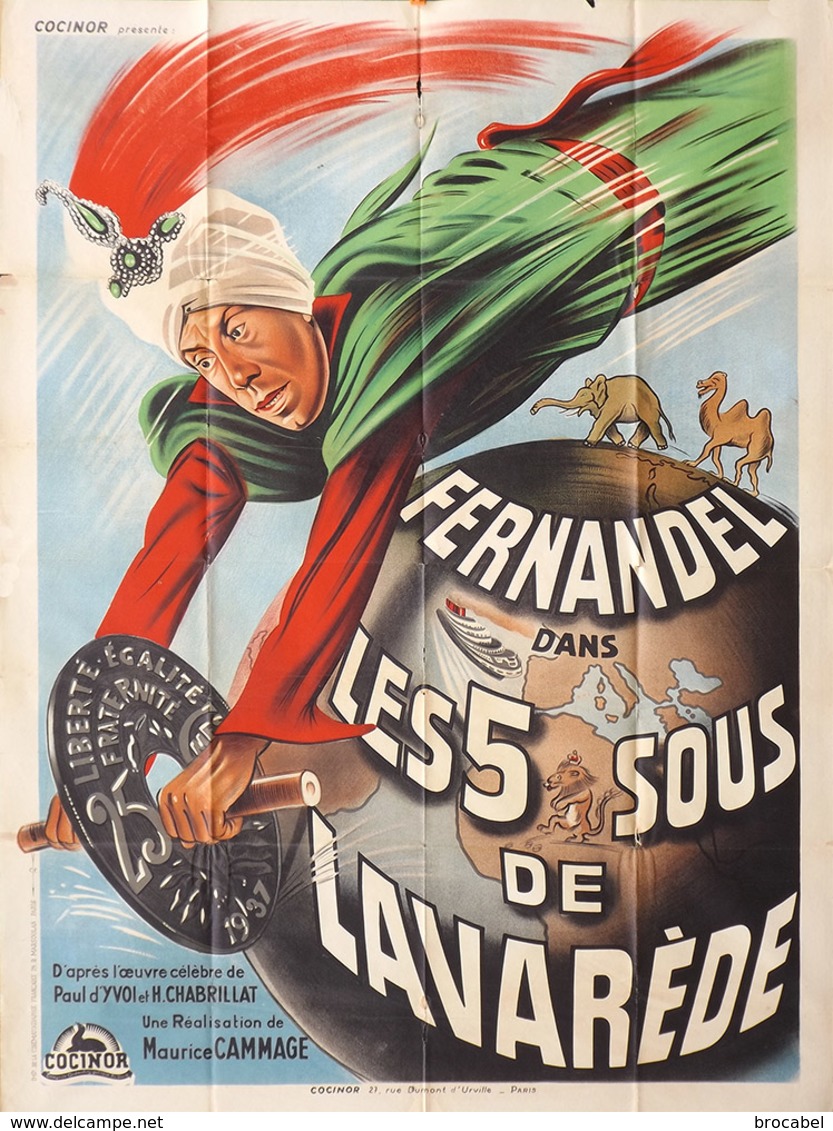 - 5 Sous De Lavarède (Les) - Affiche Française Originale 120x160  - Fernandel - Cinéma - Affiches