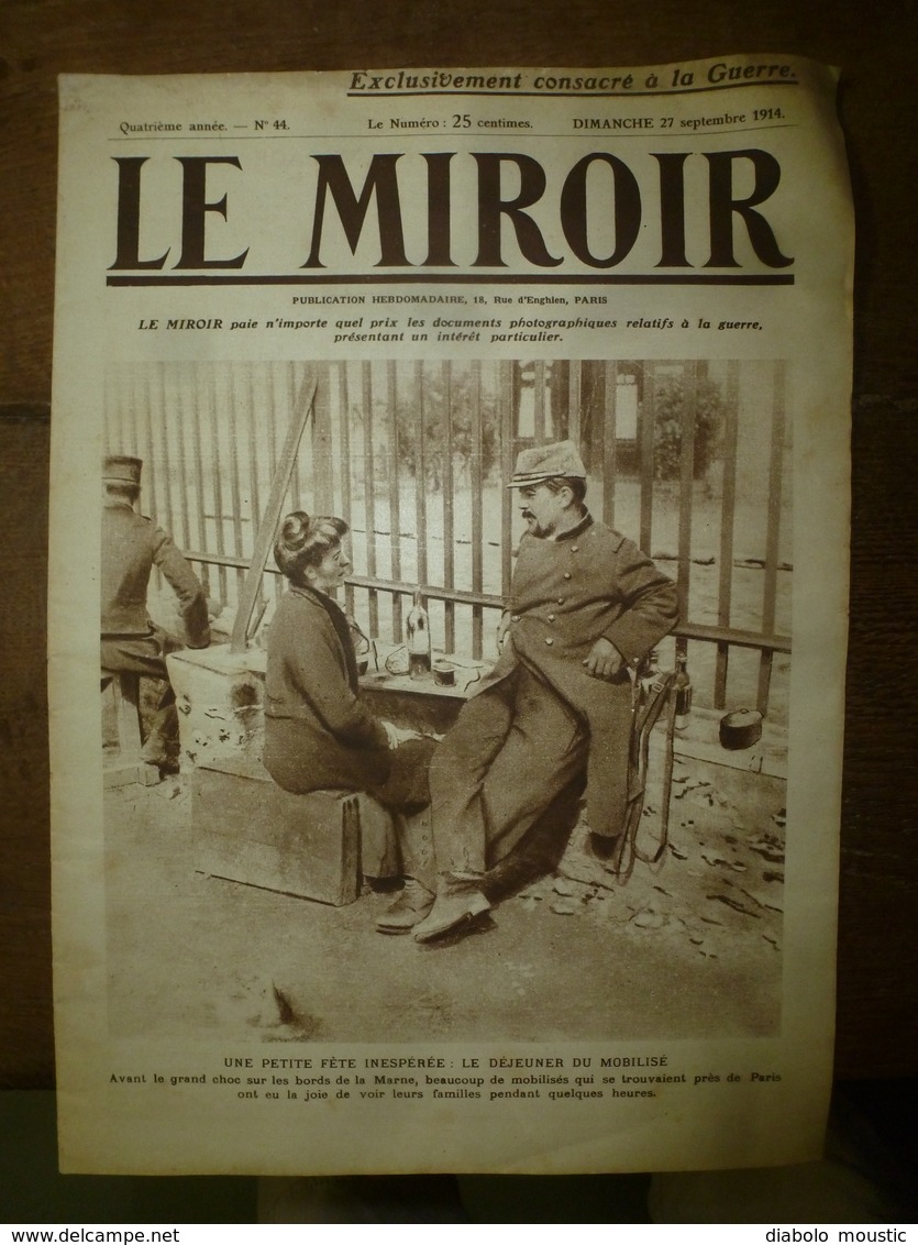 1914 LE MIROIR :Drapeau Du 7e Tirailleur Algérien;Barcy;Les Infirmières De Dieppe;Mortier De 280 En Action (gravure);etc - Français