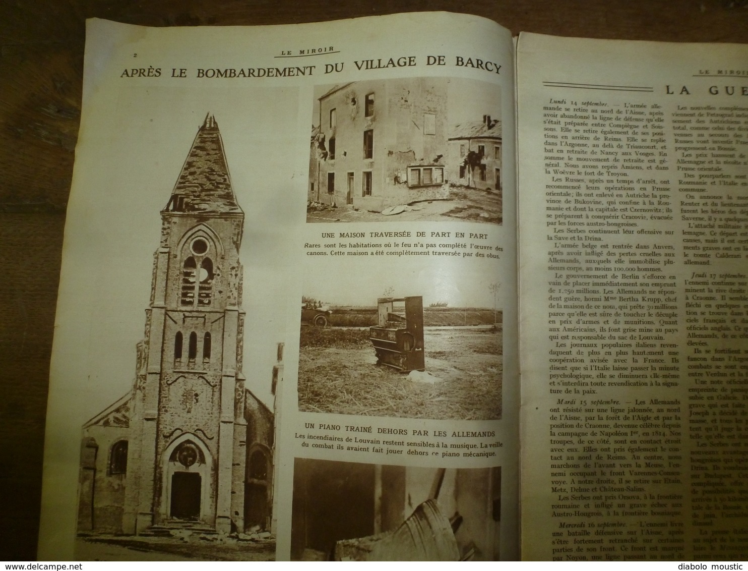 1914 LE MIROIR :Drapeau Du 7e Tirailleur Algérien;Barcy;Les Infirmières De Dieppe;Mortier De 280 En Action (gravure);etc - Français