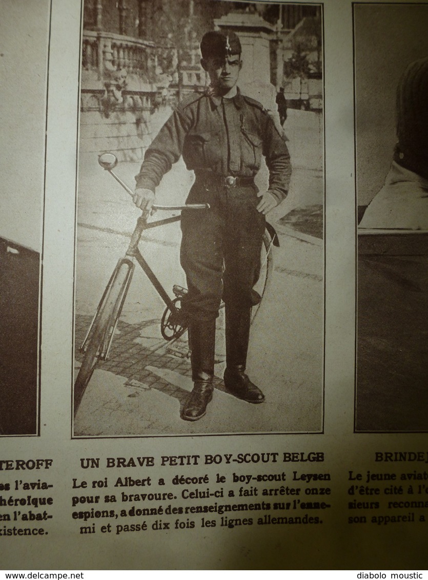 1914 LE MIROIR :Brave Petit Leysen Boy-Scout Belge;Résistance Belge Héroïque (Anvers,Liège,etc);Nos Braves Marocains;etc - Français