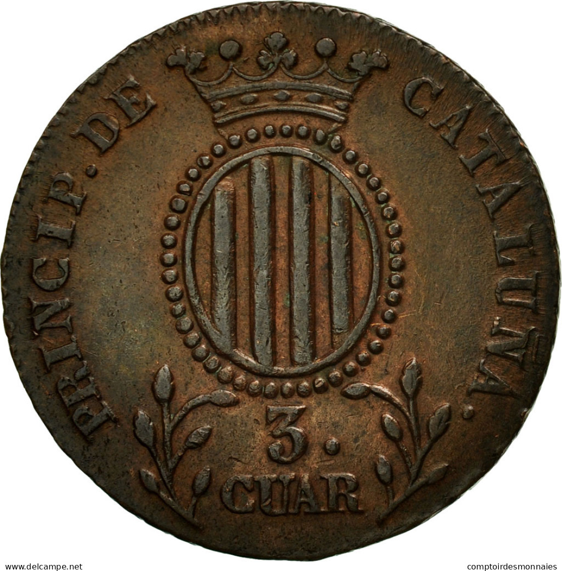 Monnaie, Espagne, CATALONIA, Isabel II, 3 Quartos, 1838, Madrid, TTB+, Cuivre - Erstausgaben