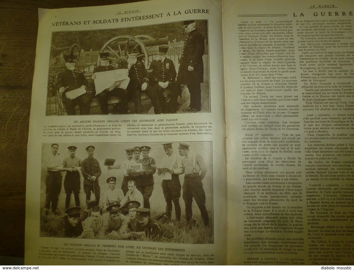 1914 LE MIROIR :Un Laitier Belge Et Sa Charrette à Chien;Les Cabines De Bains à Ostende;Les Soldats Anglais;;Malines;etc - Französisch