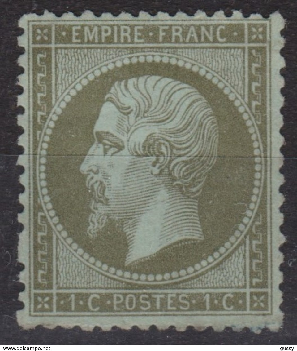 FRANCE Napoléon III Dentelé 1862:  1c Olive (Y&T 19), Neuf (*), Variété 'dent Borgne En O', Forte Cote, TB - Non Classés