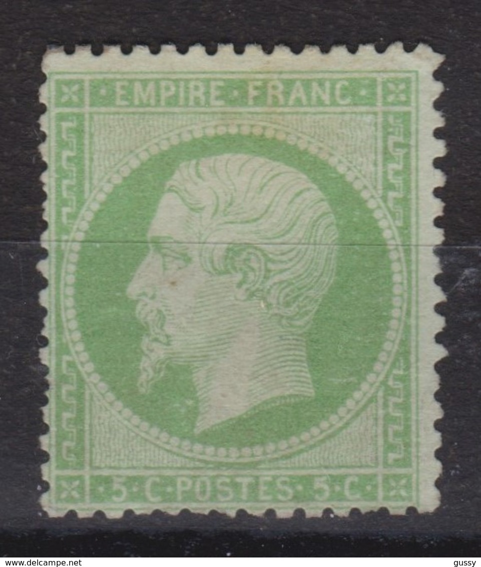 FRANCE Napoléon III Dentelé 1862:  5c Vert (Y&T 20), Neuf (*) Sans Gomme, Variété 'un Trait Blanc De Chaque Côté Du Cou' - Non Classés