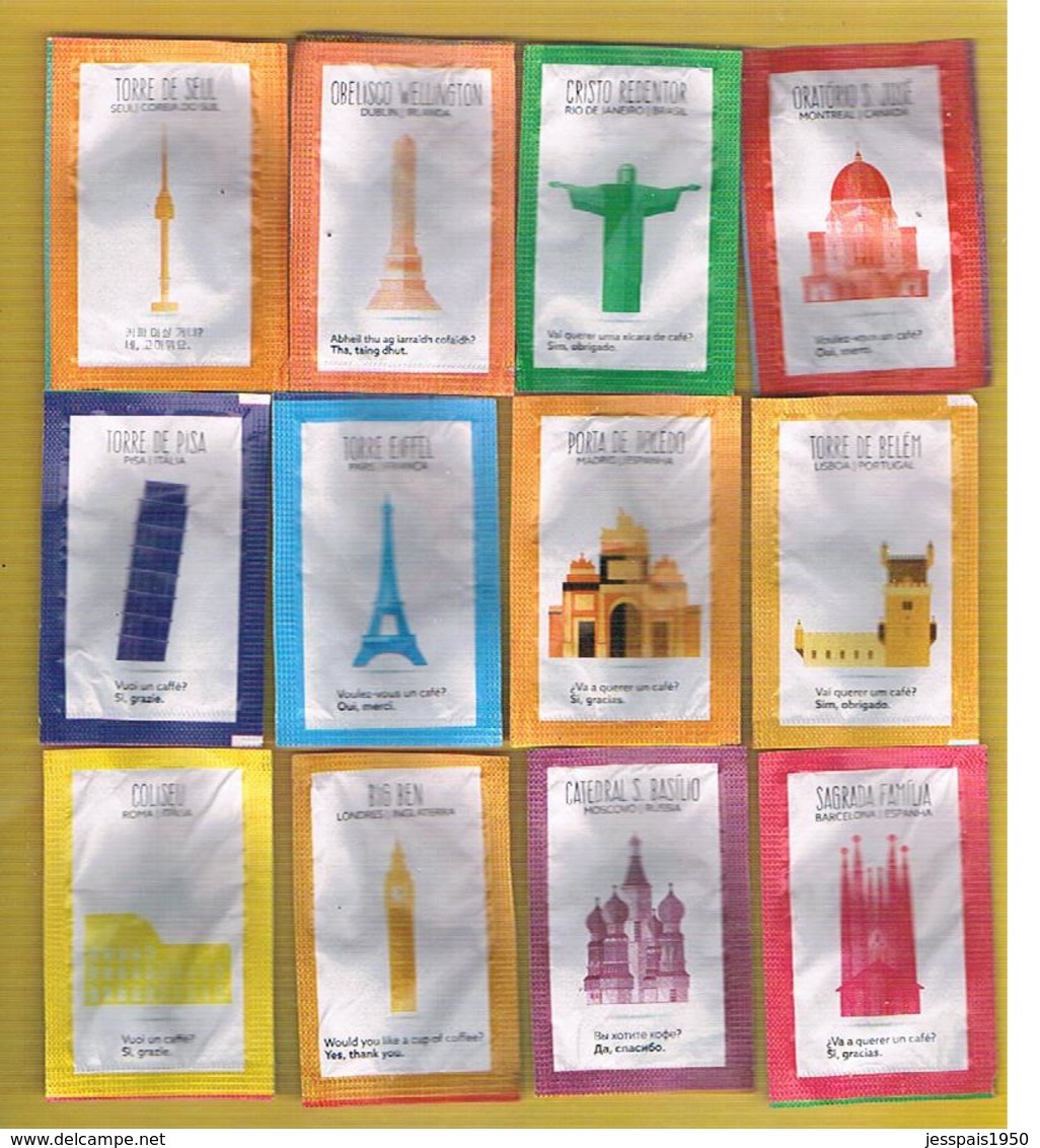 1305) - Série Complete 25 Sachets Sucre Vides - Empacotal (Monumentos No Mundo)  2018- Portugal - Sucres