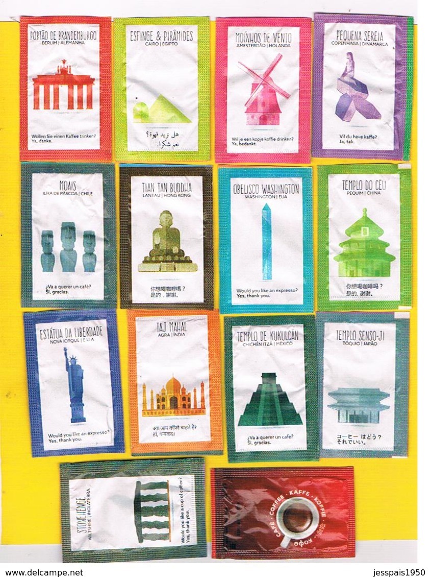 1305) - Série Complete 25 Sachets Sucre Vides - Empacotal (Monumentos No Mundo)  2018- Portugal - Sucres