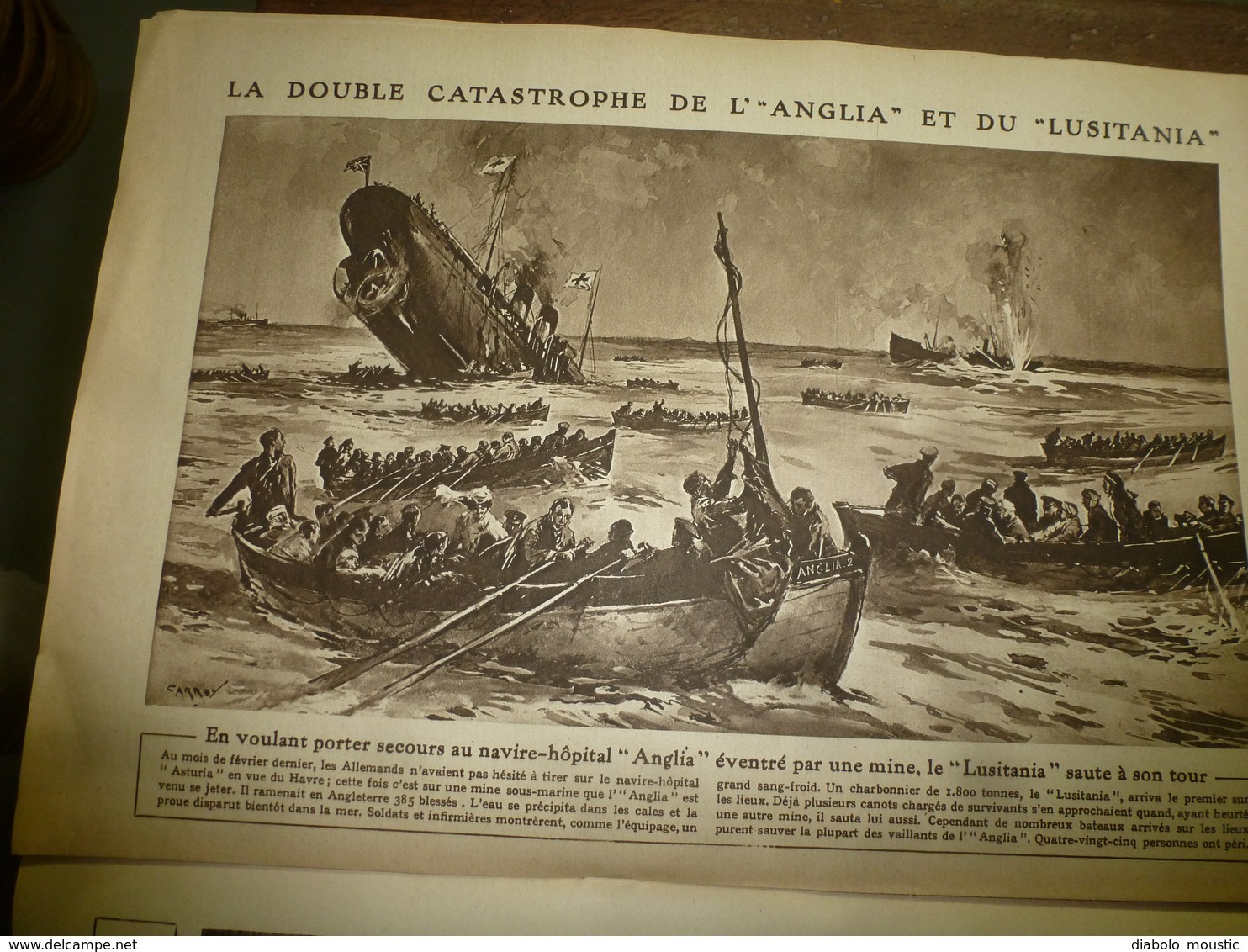 1915 LE MIROIR :Terribles Catastrophes Des Navires ANGLIA Et LUSITANIA (récit-gravure);La Serbie Héroïque; Stoumitza;etc - Francese