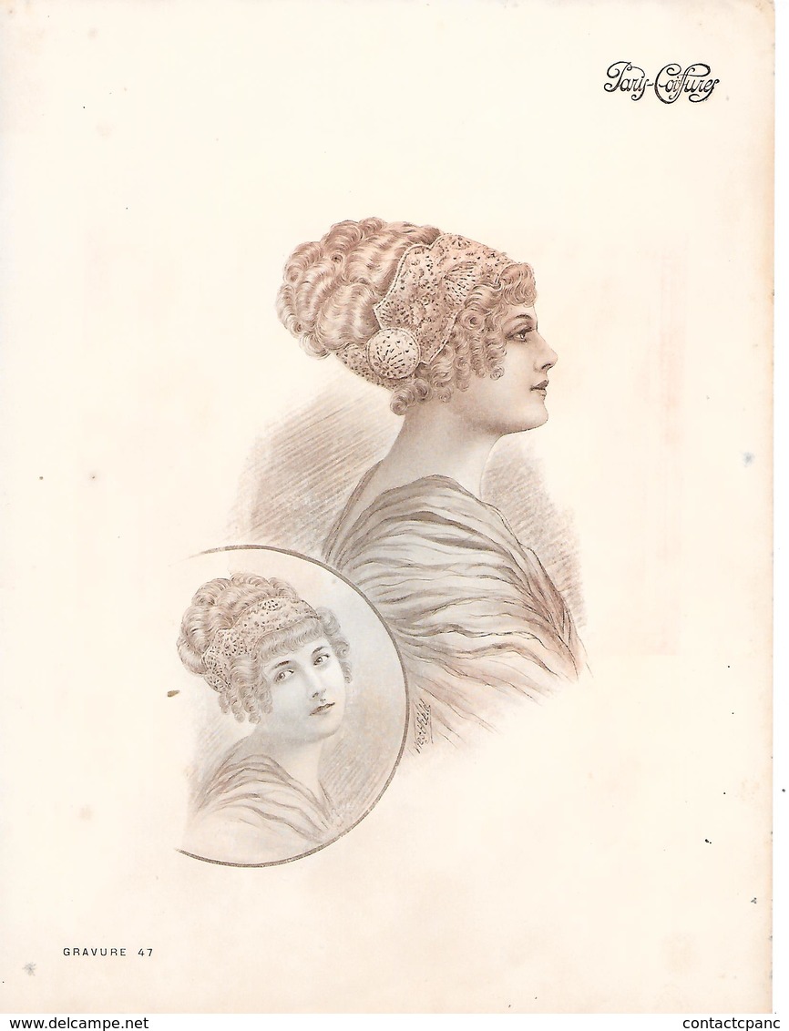 GRAVURE De COIFFURE - Format : 21cm X 27cm - Mode