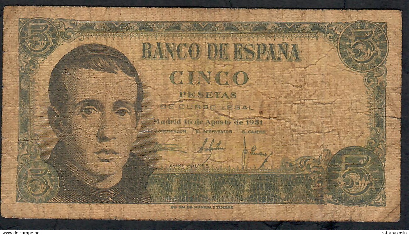 SPAIN P140  5  PESETAS 1951 #Q2447836    FINE - 5 Pesetas