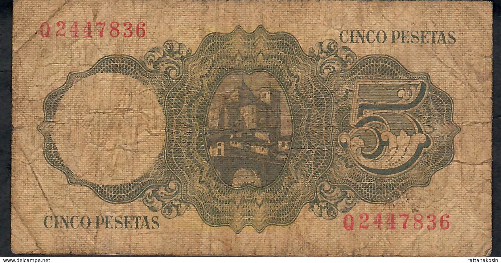 SPAIN P140  5  PESETAS 1951 #Q2447836    FINE - 5 Pesetas