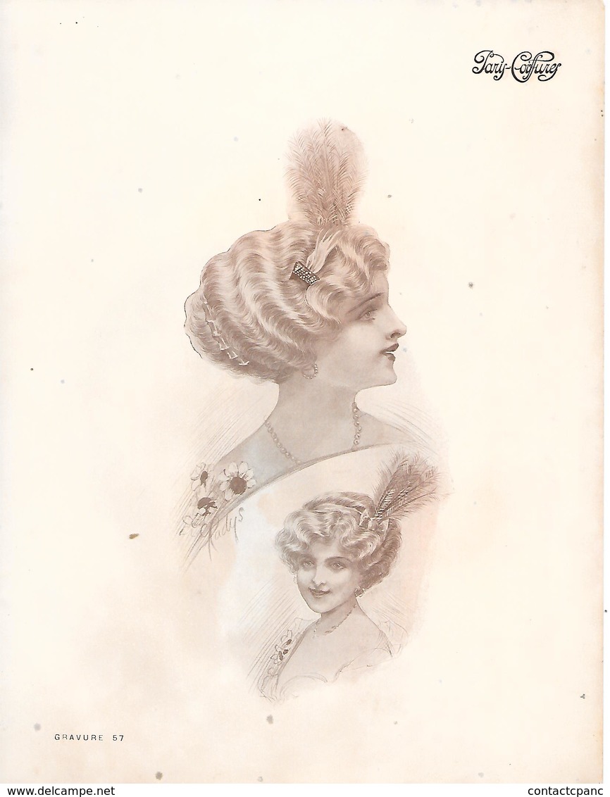 GRAVURE De COIFFURE - Format : 21cm X 27cm - Mode