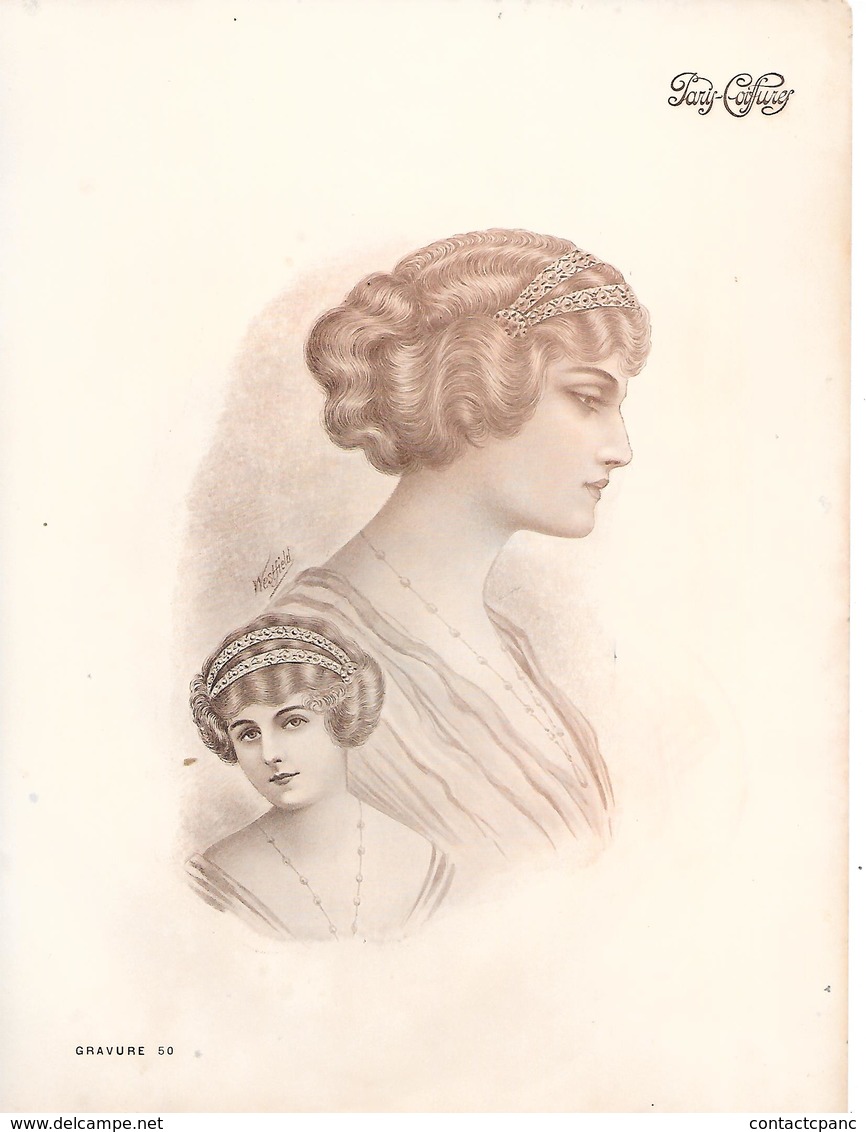 GRAVURE De COIFFURE - Format : 21cm X 27cm - Mode