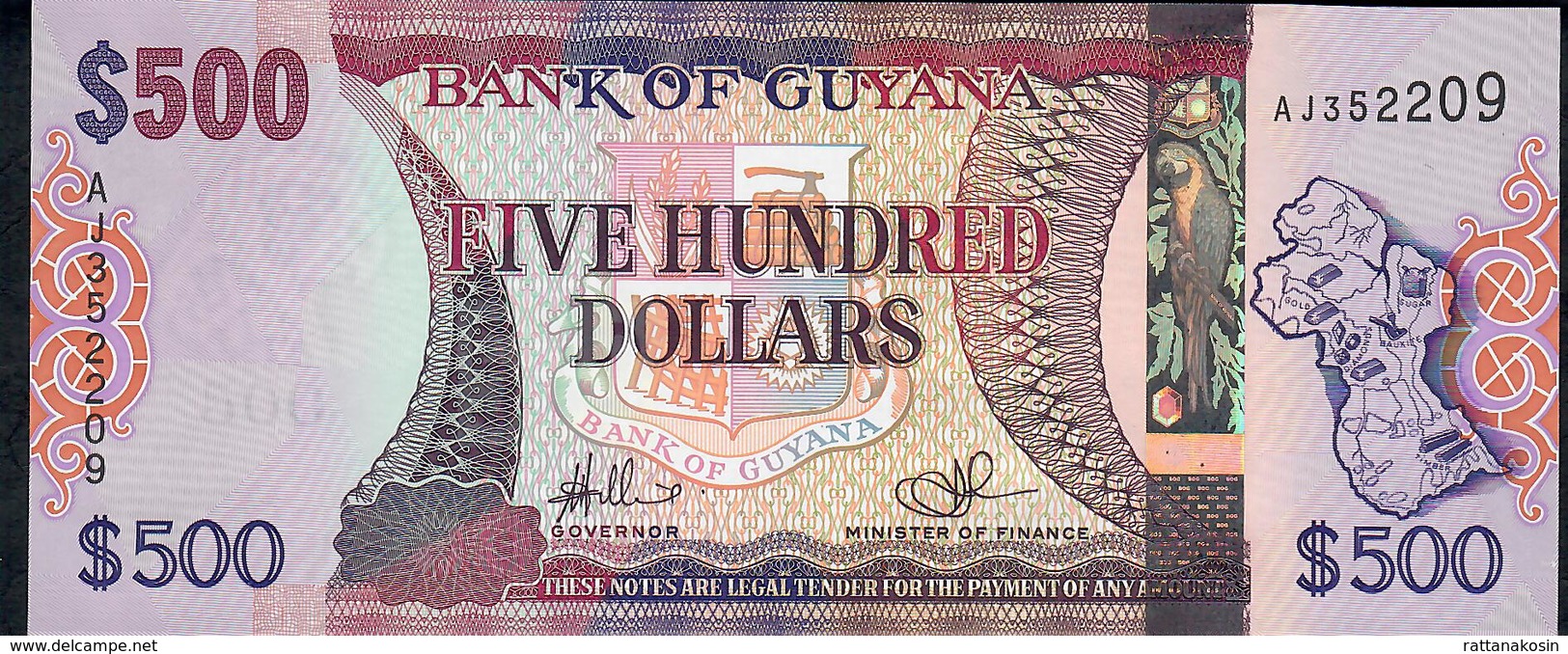 GUYANA P37 500 DOLLARS (2011) #AJ - Guyana