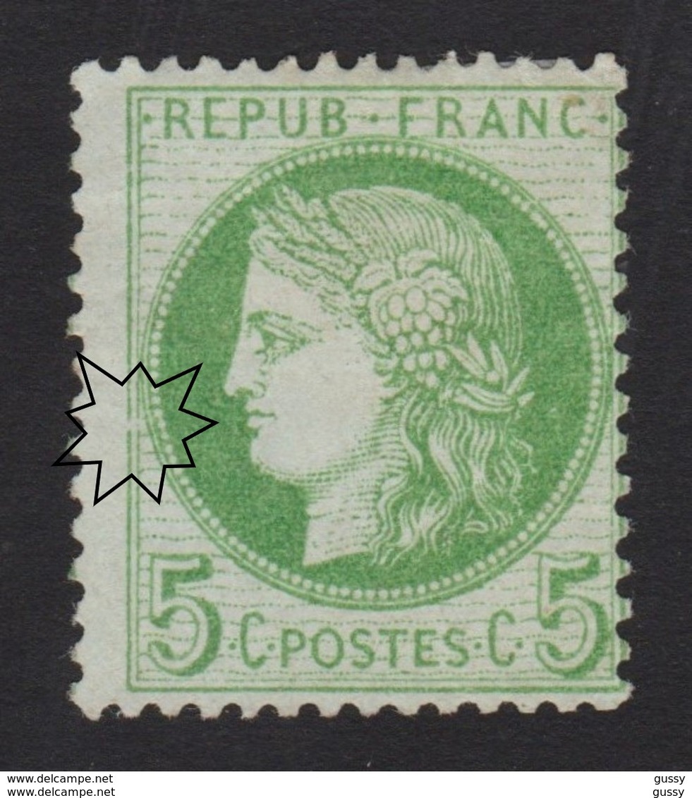 FRANCE Cérès Dentelés 1872:  5c Vert-jaune Sur Azuré  (Y&T 53), Neuf (*), Signé 'Goebel', Bonne Cote - Non Classés